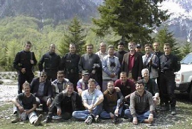 Joe with drivers and security detail and other Embassy personnel in Valbona (Albania) a couple weeks before his death