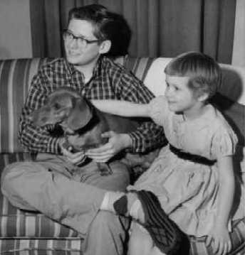 Joe with sister Jane and dog Herman, Omaha, Nebraska